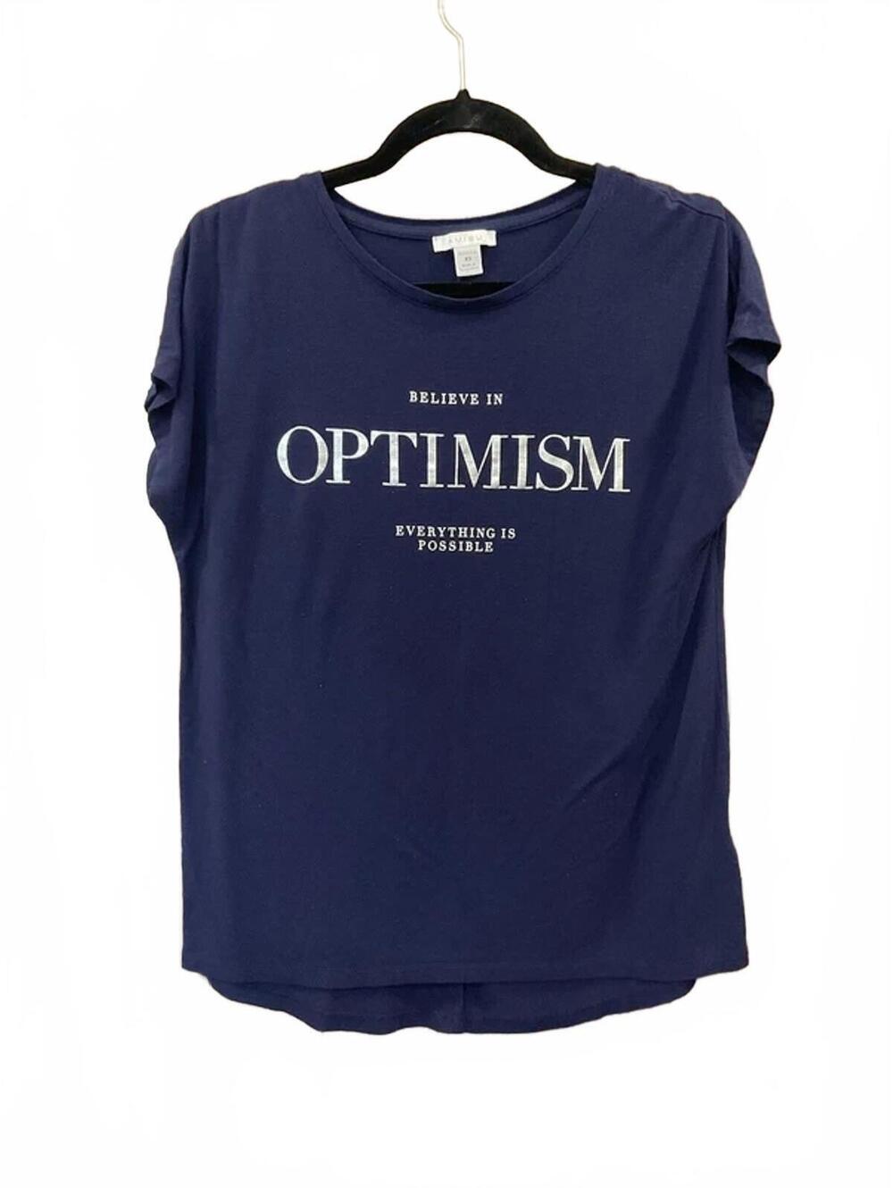 Amisu womens sleeveless blue t shirt optimism size xs